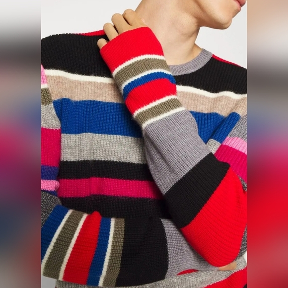 NWOT THE KOOPLES Multicolored Striped Wool Blend Crew-neck Ribbed Sweater Size M - Picture 6 of 15